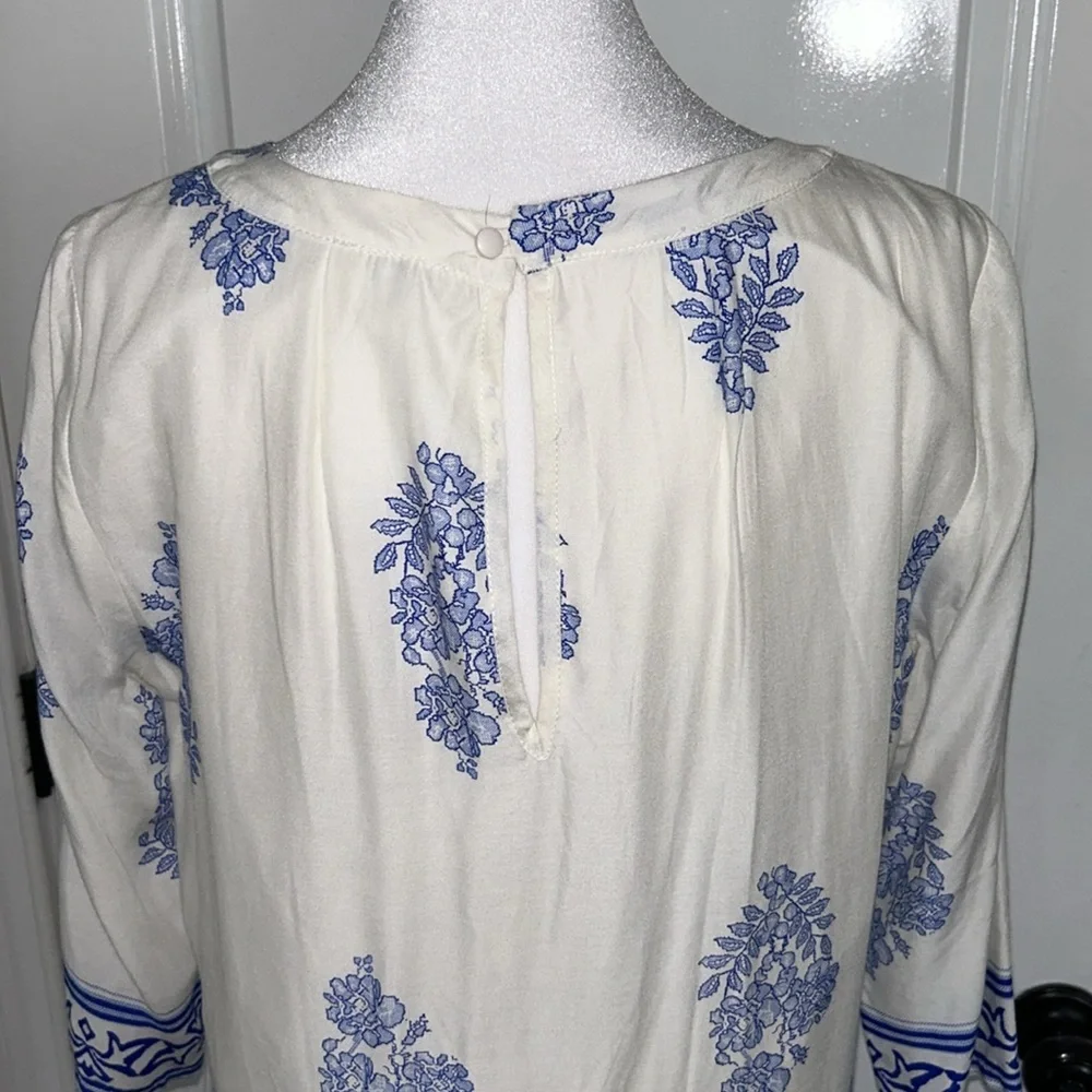 GLAM white and blue 💯 cotton dress - Picture 3 of 5